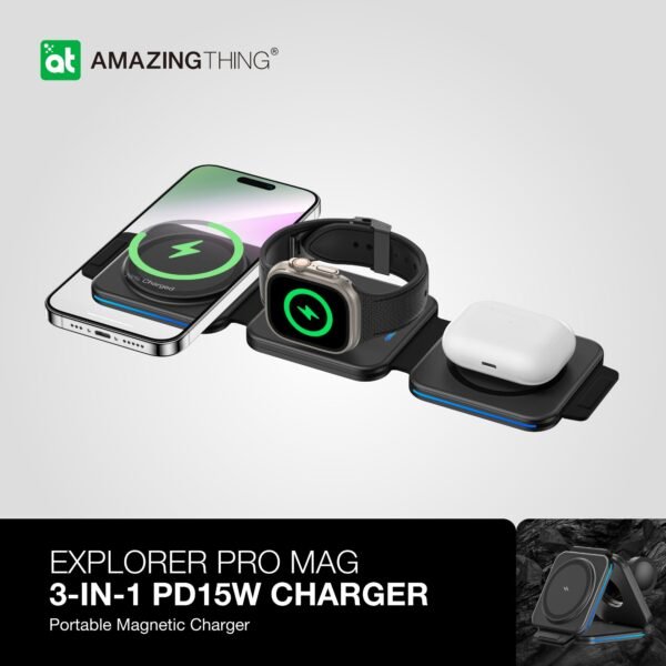 Explorer Pro Mag 三合一 PD15W 便攜式磁力充電器