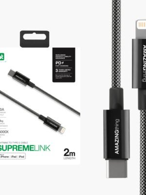 POWERMAX Lightning 轉 Type C連接線 2M 黑色